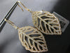 EXTRA LARGE 3.05CT DIAMOND 18KT ROSE GOLD ROUND LEAF LEVERBACK HANGING EARRINGS