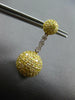 LARGE 7.28CT WHITE & FANCY YELLOW DIAMOND 18KT 2 TONE GOLD BALL HANGING EARRINGS