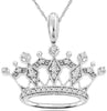 ESTATE .13CT DIAMOND 14KT WHITE GOLD 3D FLOWER FILIGREE CROWN FLOATING PENDANT