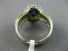 ESTATE WIDE 2.50CT DIAMOND & SAPPHIRE 14KT WHITE GOLD BEZEL HALO ENGAGEMENT RING