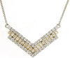 ESTATE .52CT DIAMOND 14KT 2 TONE GOLD 3D ROUND 3 ROW V SHAPE LOVE NECKLACE