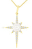 .20CT DIAMOND & AAA SOUTH SEA PEARL 14KT YELLOW GOLD STARBURST FLOATING PENDANT