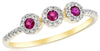 ESTATE .32CT DIAMOND & AAA RUBY 14KT YELLOW GOLD TRIPLE FLOWER CLASSIC LOVE RING