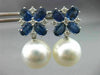 LARGE 2.13CT DIAMOND AAA SAPPHIRE & SOUTH SEA PEARL 18KT WHITE GOLD 3D EARRINGS