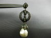 ANTIQUE .76CT DIAMOND & SOUTH SEA PEARL 14K YELLOW & BLACK GOLD HANGING EARRINGS
