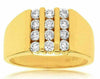ESTATE 1.0CT ROUND DIAMOND 14KT YELLOW GOLD CLASSIC THREE ROW SQUARE MEN'S RING