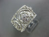 ESTATE WIDE 1.04CT DIAMOND 18KT WHITE GOLD 3D FLOWER OPEN FILIGREE FUN RING