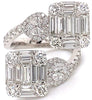 LARGE 3.41CT DIAMOND 18K WHITE GOLD 3D MULTI SHAPE DOUBLE HEART SQUARE LOVE RING