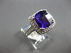 LARGE 4CT DIAMOND & AAA AMETHYST 14KT WHITE GOLD CUSHION & ROUND ENGAGEMENT RING