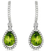 2.62CT DIAMOND & AAA PERIDOT 14KT WHITE GOLD PEAR SHAPE & ROUND HANGING EARRINGS