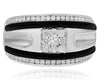 .85CT DIAMOND & BLACK ENAMEL 14KT WHITE GOLD ROUND & PRINCESS SQUARE UNISEX RING