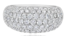 WIDE 2.23CT DIAMOND 14K WHITE GOLD 3D CLASSIC MULTI ROW WEDDING ANNIVERSARY RING
