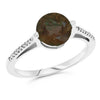 1.79CT DIAMOND & AAA SMOKY QUARTZ 14KT WHITE GOLD 3D SHARED PRONG SOLITAIRE RING