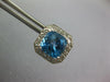 LARGE 5.44CT DIAMOND & AAA BLUE TOPAZ 14KT WHITE GOLD CUSHION CUT STUD EARRINGS