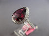 LARGE 6.01CT DIAMOND & AAA RHODOLITE 18KT WHITE GOLD PEAR SHAPE ENGAGEMENT RING