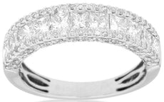 1.27CT DIAMOND 14KT WHITE GOLD ROUND & PRINCESS SEMI ETERNITY ANNIVERSARY RING