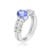 1.83CT DIAMOND & AAA TANZANITE 18KT WHITE GOLD 3D OVAL & ROUND SHARED PRONG RING