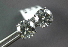 LARGE 2.62CT AAA MOISSANITE 14KT WHITE GOLD SOLITAIRE 4 PRONG STUD EARRINGS 2909