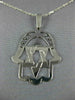 ESTATE LARGE 14KT WHITE GOLD CLASSIC STAR OF DAVID HAMSA FLOATING PENDANT #2734