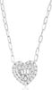 .50CT DIAMOND 14KT WHITE GOLD ROUND & BAGUETTE DOUBLE HEART SHAPE LOVE NECKLACE