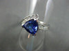 ESTATE WIDE 1.68CT DIAMOND & AAA TANZANITE 14K WHITE GOLD 3D TRILLION RING #2454