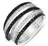 WIDE 1.48CT WHITE & BLACK DIAMOND 14KT WHITE GOLD 3D MULTI ROW CRISS CROSS RING