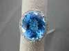 ANTIQUE LARGE 7.28CTW DIAMOND & AAA BLUE TOPAZ 14KT WHITE GOLD 3D OVAL FUN RING