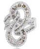 EXTRA LARGE 2.81CT WHITE & MULTI COLOR DIAMOND 18KT WHITE GOLD 3D MULTI ROW RING