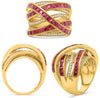 ESTATE EXTRA LARGE 4.17CT DIAMOND & AAA RUBY 14KT YELLOW GOLD INFINITY LOVE RING