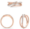 ESTATE .28CT DIAMOND 14KT ROSE GOLD 3D ROUND CRISS CROSS TENSION FUN LOVE RING