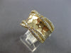 ESTATE LARGE .99CT DIAMOND 14KT YELLOW GOLD CRISS CROSS HAMMERED DESIGN FUN RING
