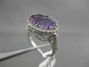 ESTATE LARGE 6.41CTW DIAMOND & AAA AMETHYST 14KT WHITE GOLD FILIGREE OVAL RING