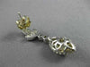 ESTATE 1.88CT WHITE & FANCY YELLOW DIAMOND 14KT WHITE GOLD LEAF HANGING EARRINGS