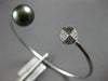 .12CT WHITE & BLACK DIAMOND & TAHITIAN PEARL 18KT WHITE GOLD 3D BANGLE BRACELET
