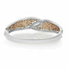 ESTATE WIDE 7.91CT WHITE & CHOCOLATE DIAMOND 18KT TWO TONE GOLD BANGLE BRACELET