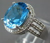 LARGE 6.35CT DIAMOND & AAA BLUE TOPAZ 14K WHITE GOLD OVAL & ROUND FUN RING 27023