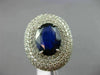ESTATE LARGE 6.95CT DIAMOND & AAA SAPPHIRE 14KT WHITE GOLD OVAL ENGAGEMENT RING