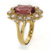 LARGE 5.16CT DIAMOND & AAA PINK TOURMALINE 18KT YELLOW GOLD 3D OVAL & ROUND RING
