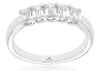 1CT DIAMOND 14KT WHITE GOLD 3D 5 STONE EMERALD CUT SHARED PRONG ANNIVERSARY RING