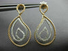 ESTATE .53CT DIAMOND 18KT 2 TONE GOLD 3D CLASSIC TEAR DROP LOVE HANGING EARRINGS