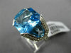 ESTATE EXTRA LARGE 12.10CT DIAMOND & AAA BLUE TOPAZ 18KT WHITE GOLD 3D FUN RING