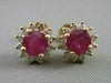 ANTIQUE 2.15CTW DIAMOND RUBY 14KT YLW GOLD ROUND CLUSTER PUSHBACK EARRINGS #1765