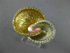 WIDE .34CT WHITE & FANCY YELLOW DIAMOND 18K 2 TONE GOLD DOUBLE SHELL FLOWER RING