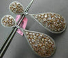 ESTATE LARGE 12.89CT WHITE & FANCY PINK DIAMOND 18KT WHITE & ROSE GOLD EARRINGS