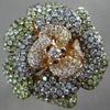 ESTATE EXTRA LARGE 1.62CT MULTI COLOR DIAMOND 18KT ROSE GOLD 3D FLOWER LOVE RING