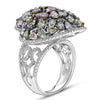 EXTRA LARGE 6.62CT MULTI COLOR DIAMOND 18KT WHITE GOLD HEART SHAPE CLUSTER RING