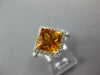 ESTATE 2.75CT DIAMOND & AAA CITRINE 14KT WHITE GOLD SQUARE HALO ENGAGEMENT RING