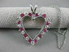 ESTATE .75CTW DIAMOND RUBY 14KT WHITE GOLD OPEN HEART PENDANT + CHAIN G VS #9994