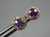 .68CT DIAMOND & AAA AMETHYST 14KT ROSE GOLD 3D ROUND HALO FLOWER STUD EARRINGS