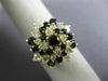 ESTATE WIDE 2.0CT DIAMOND & AAA SAPPHIRE 14KT YELLOW GOLD SWIRL FLOWER LOVE RING